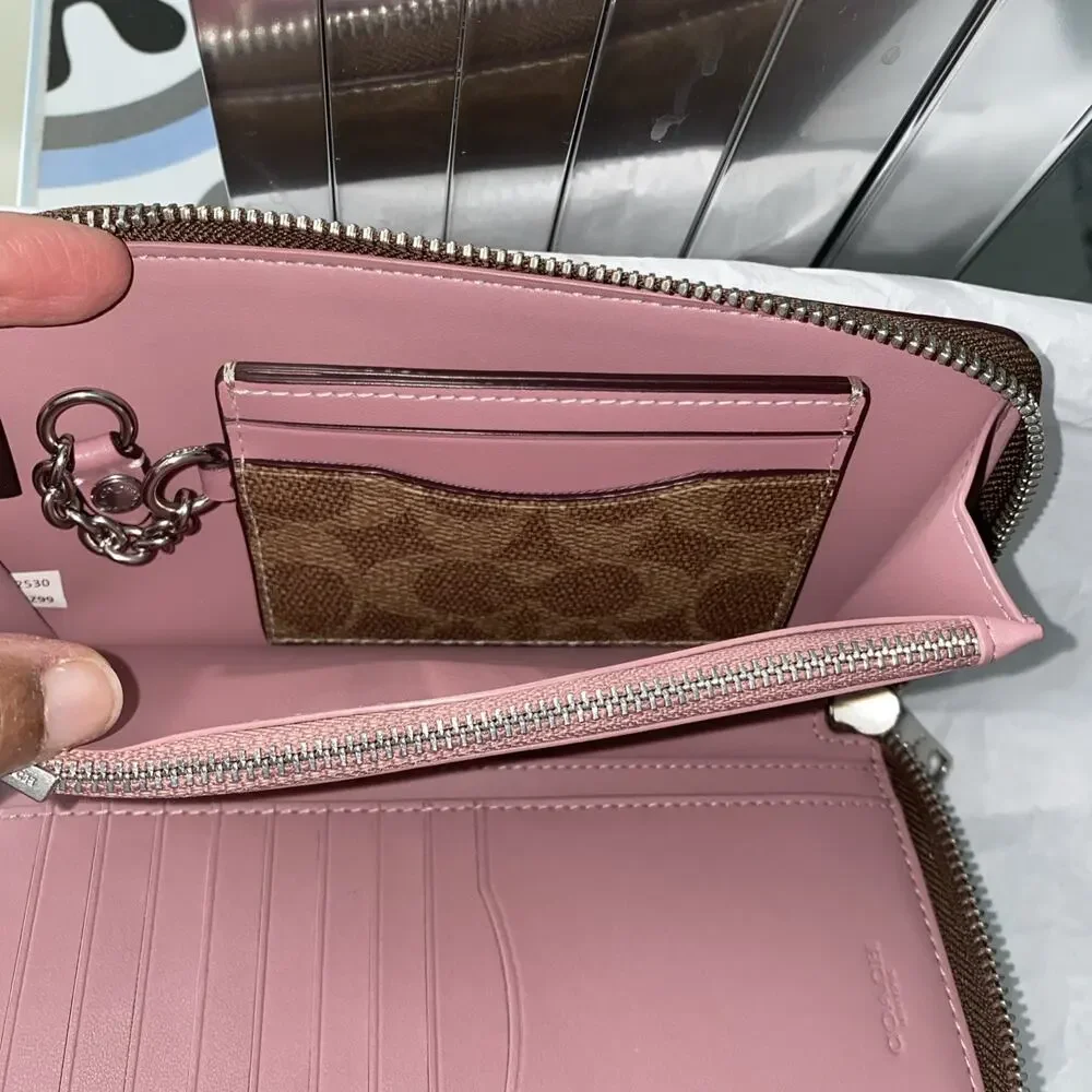 Coach Long Zip Around Wallet With Detachable Card Case In Signature Canvas